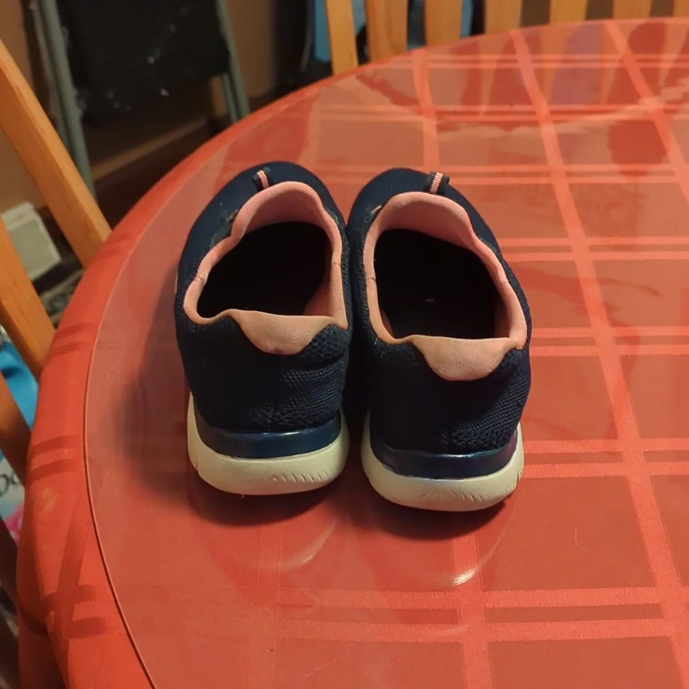 Skechers Navy Blue and Pink Slip-On Athletic Sneakers